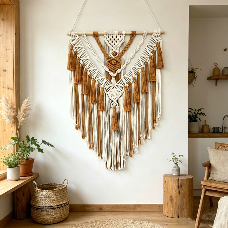 New cross-border bohemian tapestry hand-woven wall hanging colorful tassel pendant home B & B decoration