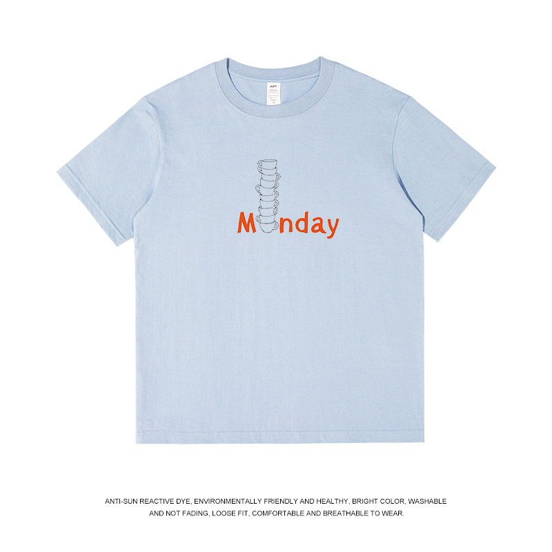 メンズ和風レトロ夏新作トップス レディースラウンドネック文字プリント半袖Tシャツ メンズ純綿トレンドブランドTシャツ|undefined