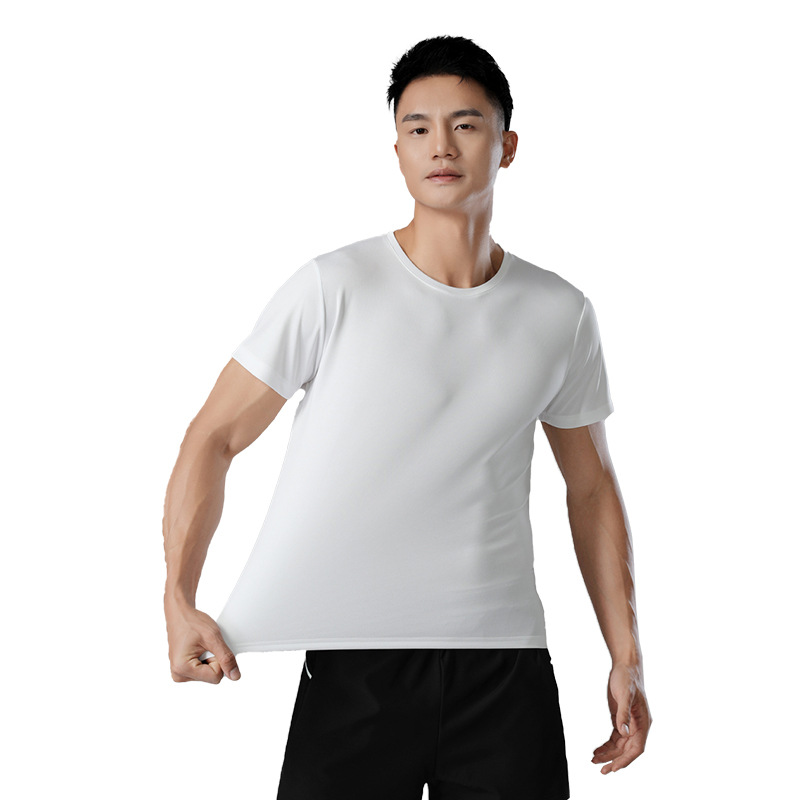 Camiseta deportiva unisex de manga corta de secado rápido para exteriores, con cuello redondo y estampado de logotipo para grupos y empresas, ideal para exportación transfronteriza.
