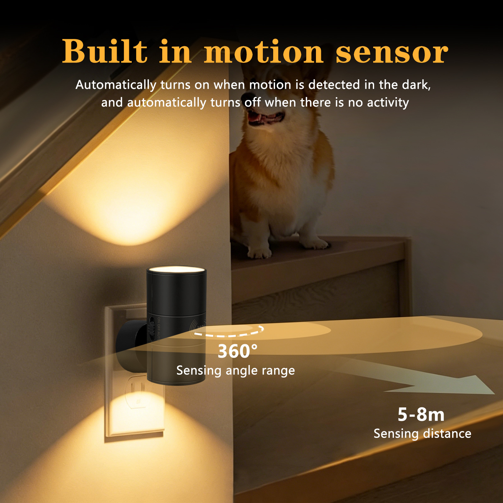 Amazon LED lámpara de pared enchufable luz nocturna detección de movimiento inducción de luz caliente 3000K iluminación de dormitorio luz de atmósfera image 3