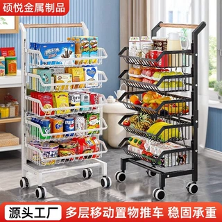 可移动零食架厨房大承重锅架果蔬架家用多层储物收纳架客厅置物架