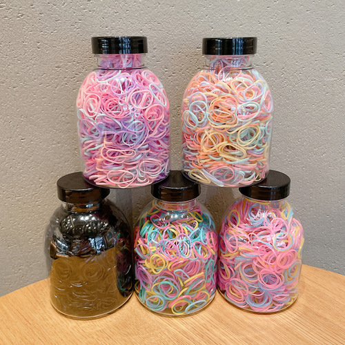 Canned colorful disposable rubber band thickened leather case women's simple headband high elastic rubber band children's hair band headwear
