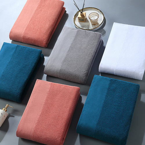 Pure cotton large bath towel 90*180 towel 40*80 thickened hotel beauty salon club towel set with embroidered logo
