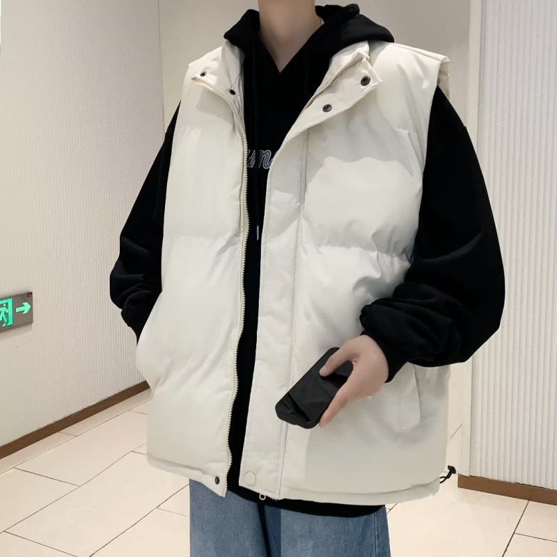 Otoño y invierno estilo coreano chaleco de moda masculino y femenino de cuello de algodón delgado bf grueso chaleco de hombro caliente chaqueta de clip de caballo