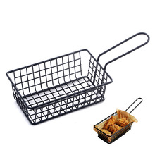 现货 长方形美式餐饮炸篮薄饼架迷你薯条篮圆形方形铁艺点心篮