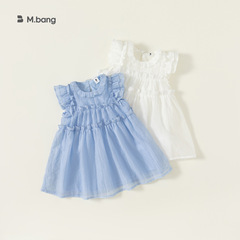 邦選夏季童裙女孩飛袖洋氣公主裙女寶寶花邊女童連衣裙XQ23311