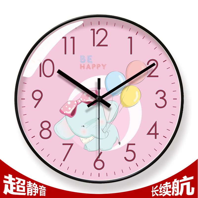 6168客厅卡通挂钟小动物钟表萌宠小象静音扫秒长续航石英钟