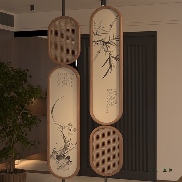 New Chinese-Style Retro Rotating Partition Custom Solid Wood Living Room Tea Room Divider Home Entrance Decorative Screen