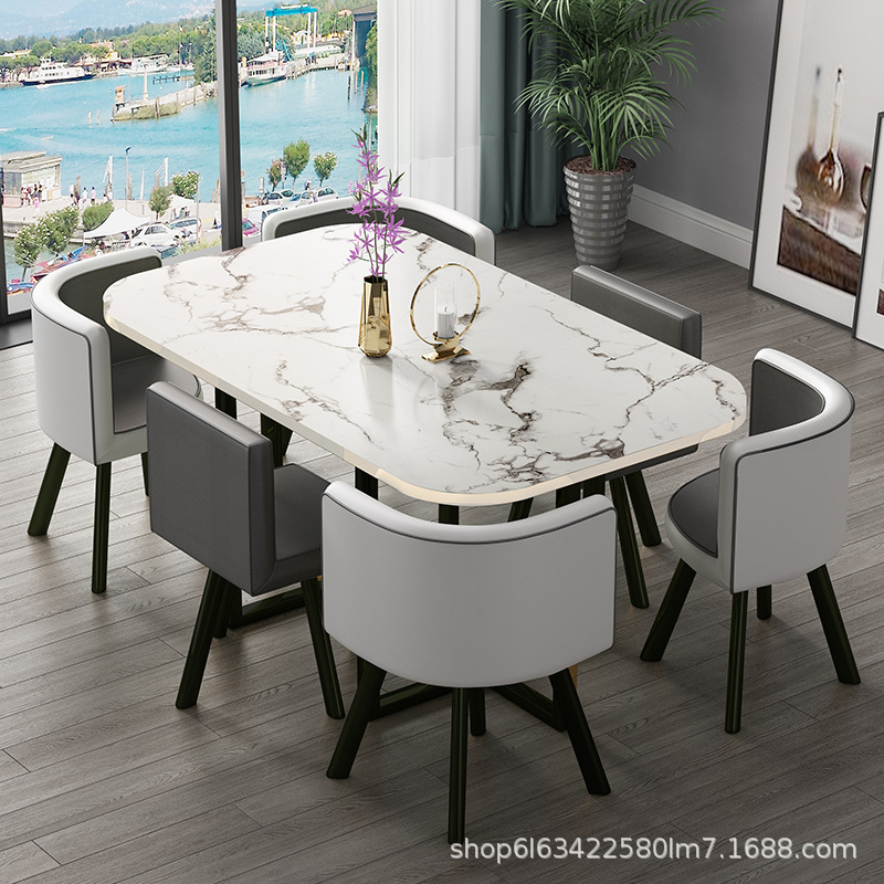 Reunión de oficina rectangular celebridad en línea Recepción mesa y silla de ocio combinación de capacitación sala de estar mesa de comedor doméstica 6 personas