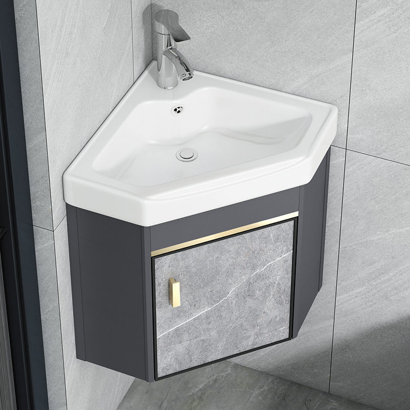 Space Aluminum Triangle Bathroom Cabinet Washbasin Combination Bathroom Corner Washbasin Small Apartment Wall-Mounted Washbasin