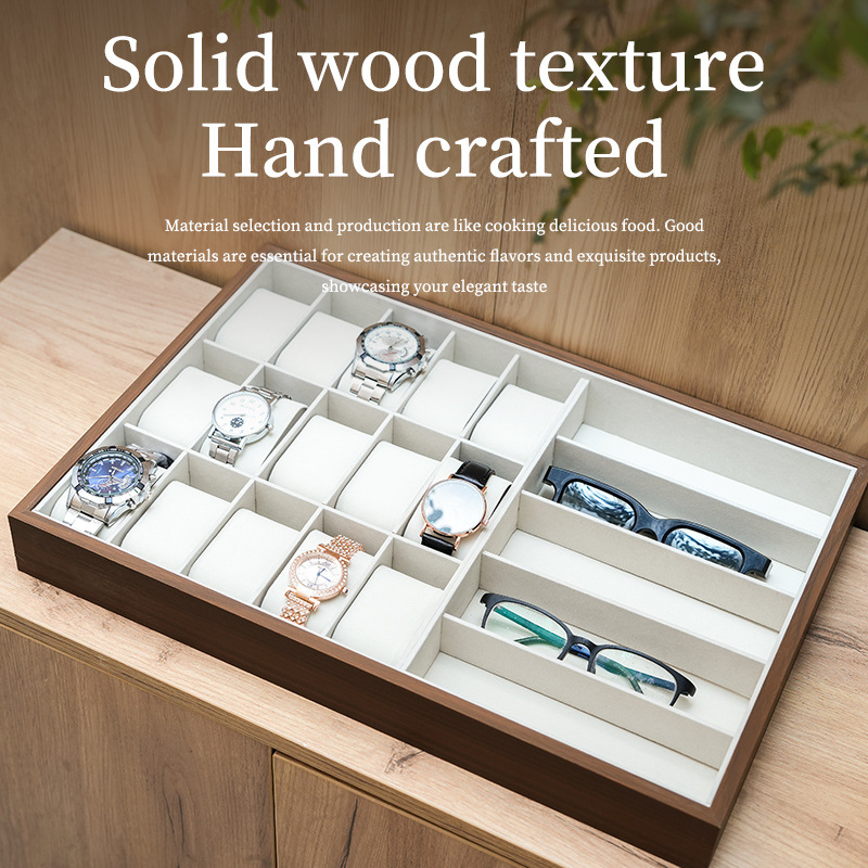 Bracelet and Glasses Storage Box, Bracelet and Jewelry Box, Display Box for Collectibles and Accessories, Exquisite Wooden Tray