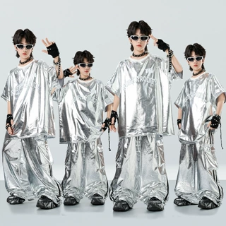 街舞儿童潮服嘻哈男童潮范hiphop亮皮女童爵士舞蹈炸街舞台演出服