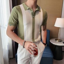 韓國英倫氣質短袖POLO衫男韓版修身純色半袖針織衫潮流翻領T恤男