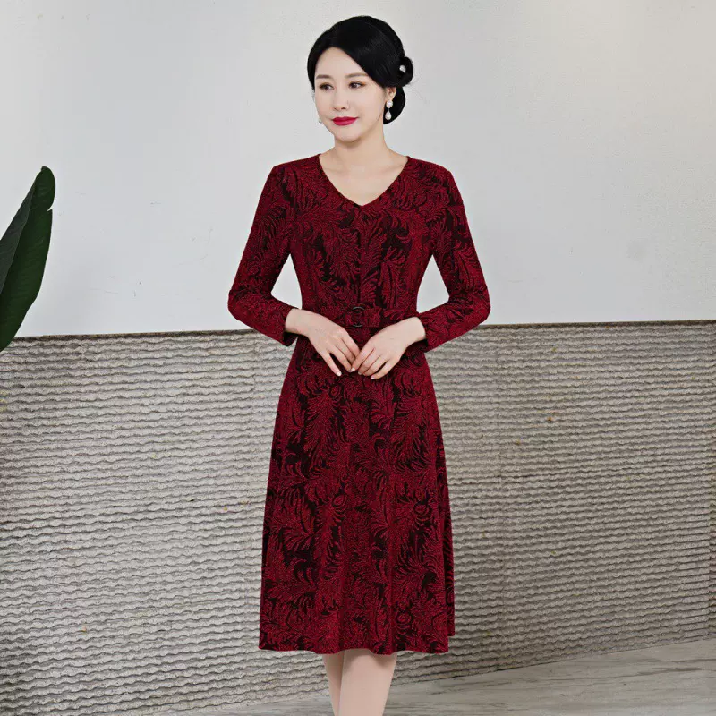 2023年新款中老年女装妈妈装连衣裙秋装服装批发结婚敬酒大码日常