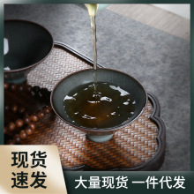 青瓷品茗杯家用哥窑铁胎主人杯陶瓷功夫茶具茶杯斗笠杯冰裂小茶碗