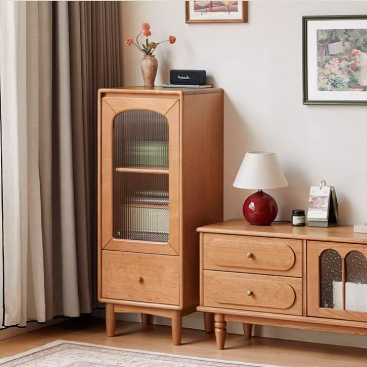 Solid Wood Tv Cabinet Side Cabinet Living Room Antique Style Storage Storage Cabinet Home Display Cabinet Cherry Wood Storage Cabinet