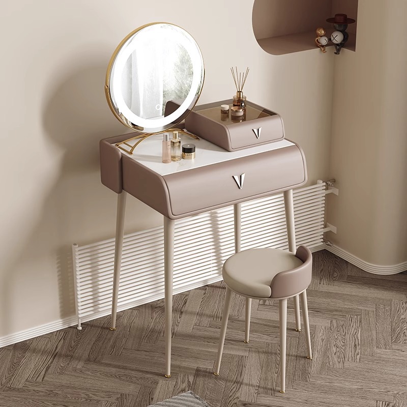 0.6 화장대 + 보석함 + 스툴 + 거울 [웨니브라운]