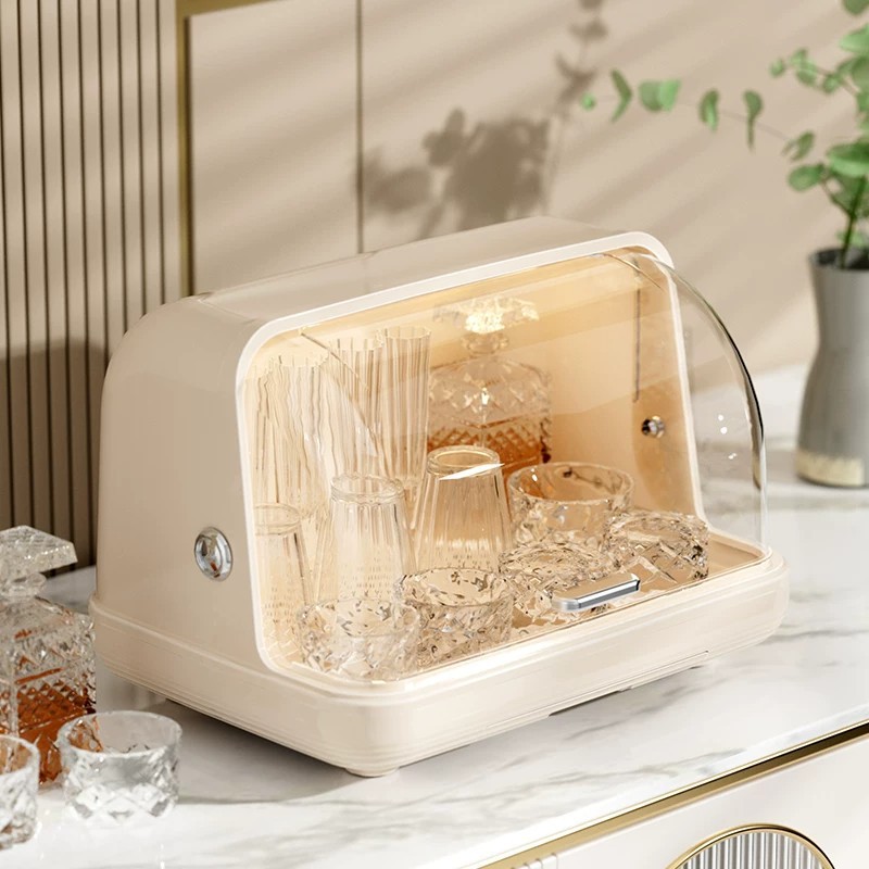 Caja de almacenamiento de botellas de leche con estante de drenaje a prueba de polvo con cubierta de taza de agua estante de drenaje estante de almacenamiento de platos