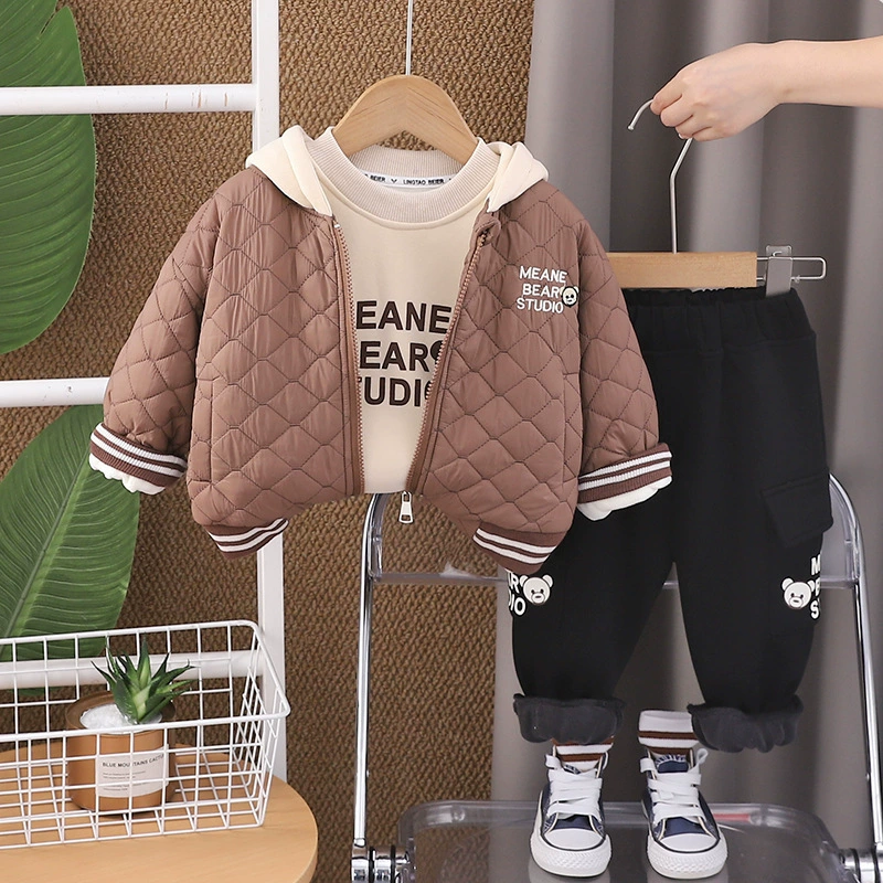 Keep warm children's set for early age, warm demi-season down jacket for boys, 3 piece set