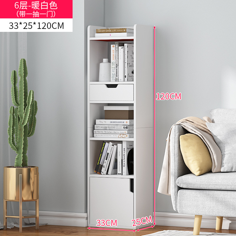 A prueba de polvo estantería pared hueco estrecho gabinete vertical hogar pequeña estantería con puerta gabinete de almacenamiento piso sala de estar vitrina