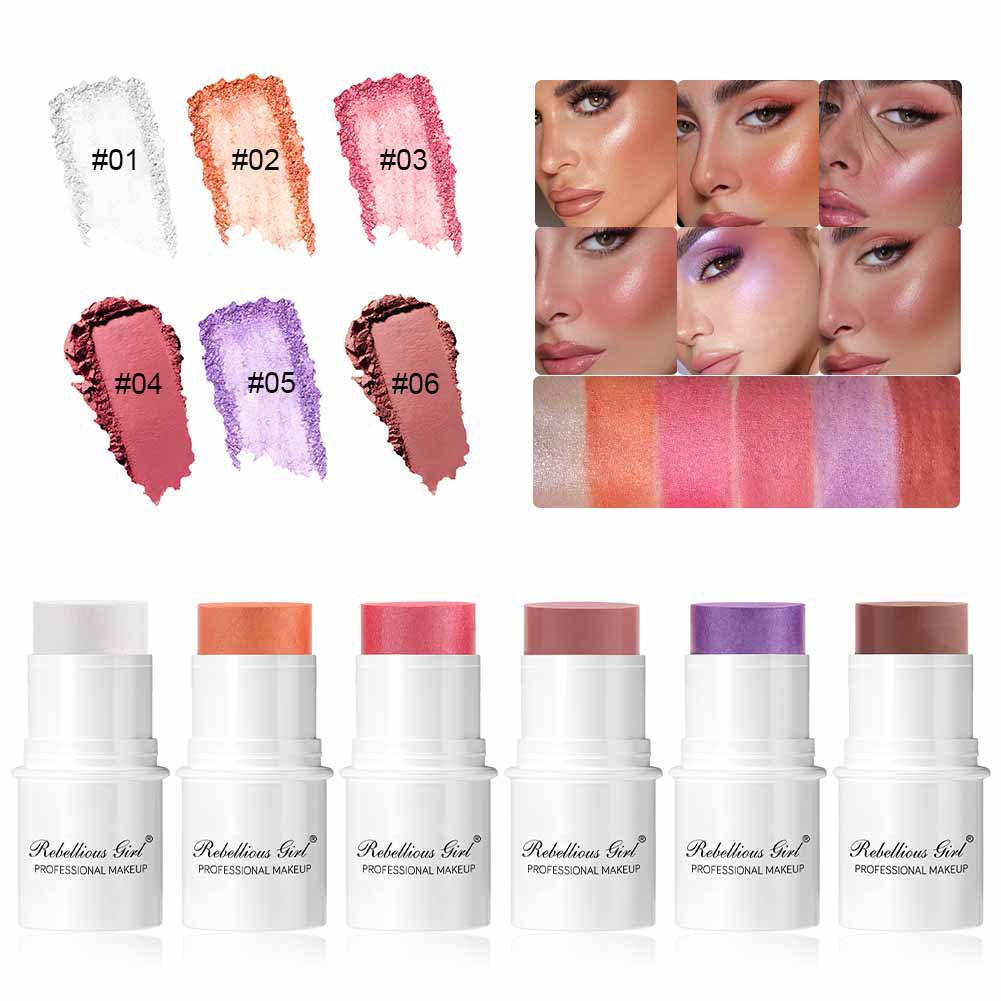 RG New Hot Lazy High-gloss Face Repair Sun Red Pearlescent Blush Cream Blush Stick Monochrome Matte Blush