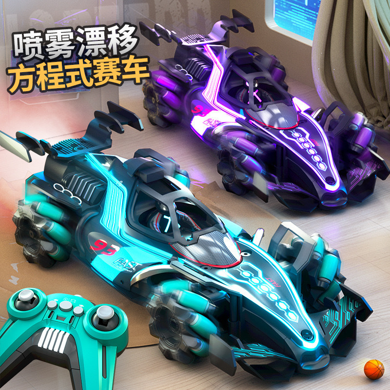 Cross-border F1 equation remote control stunt racing four-wheel drive light spray gesture induction children's stunt drift toy car