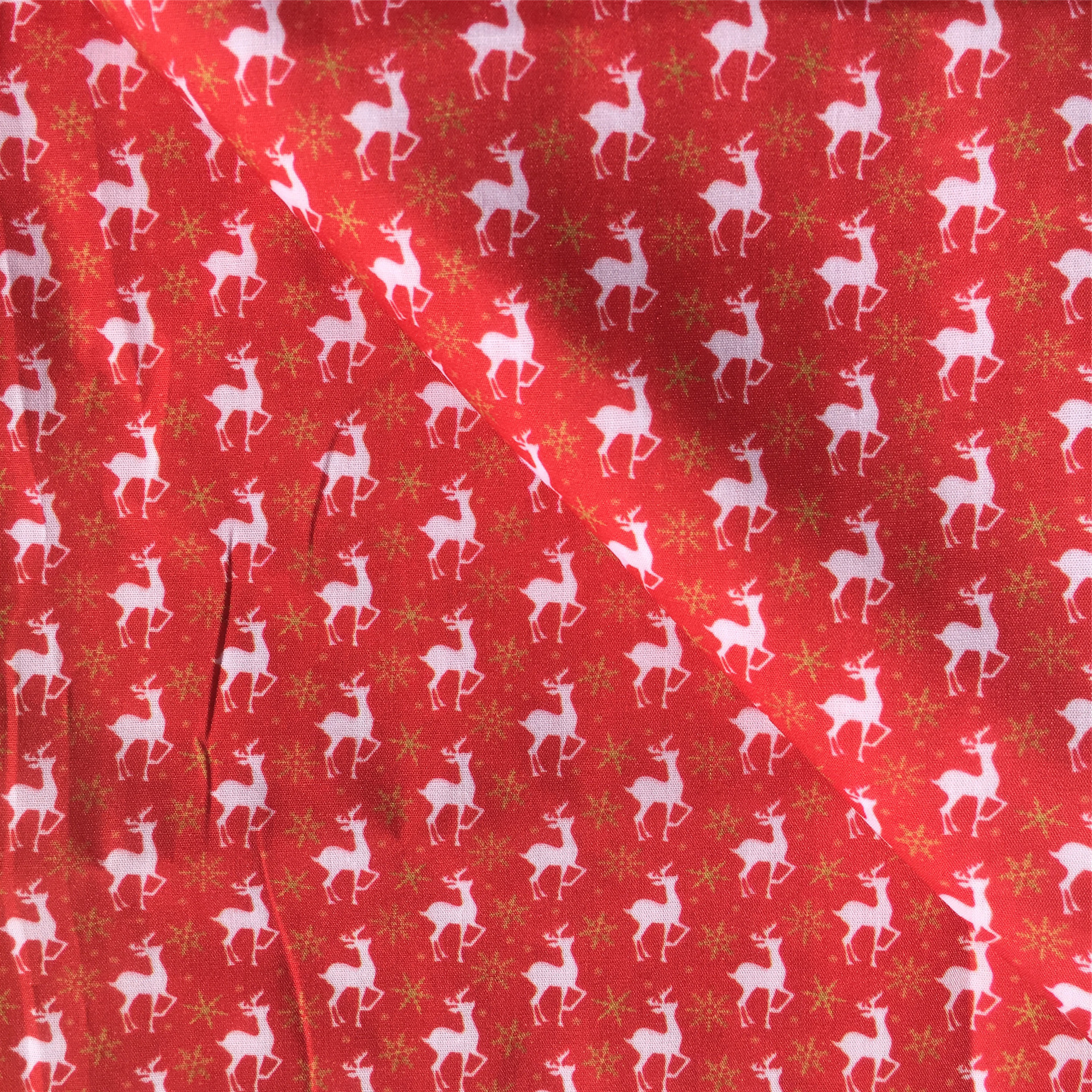 クリスマス雪花模様の薄いポリエステル綿や四面弾ニット生地のプリント生地手作りdiyシャツスカート服装生地