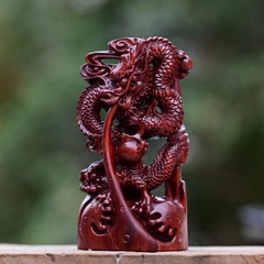 Manufacturer Wholesale Rhino Horn Purple Sandalwood Dragon Water Absorbing Sculpture Gold Sandalwood Handle Piece Chinese Zodiac Dragon Home Decor Ornament