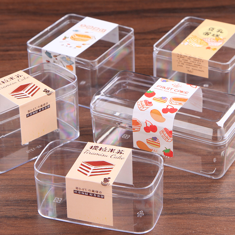 Caja de embalaje Zhengcheng Tiramisu 100 juegos de plástico transparente leche de soja, salvado de madera, caja de pastel de mousse de Melaleuca