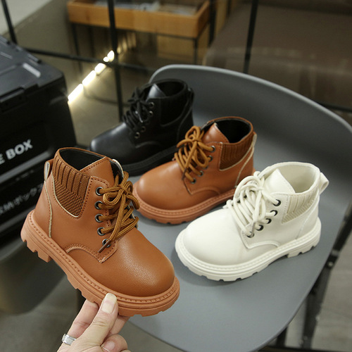 Autumn/Winter New Children's Boots Kids Martin Boots Boys British Fashion Leather Boots Girls Short Boots Baby Shoes Wholesale