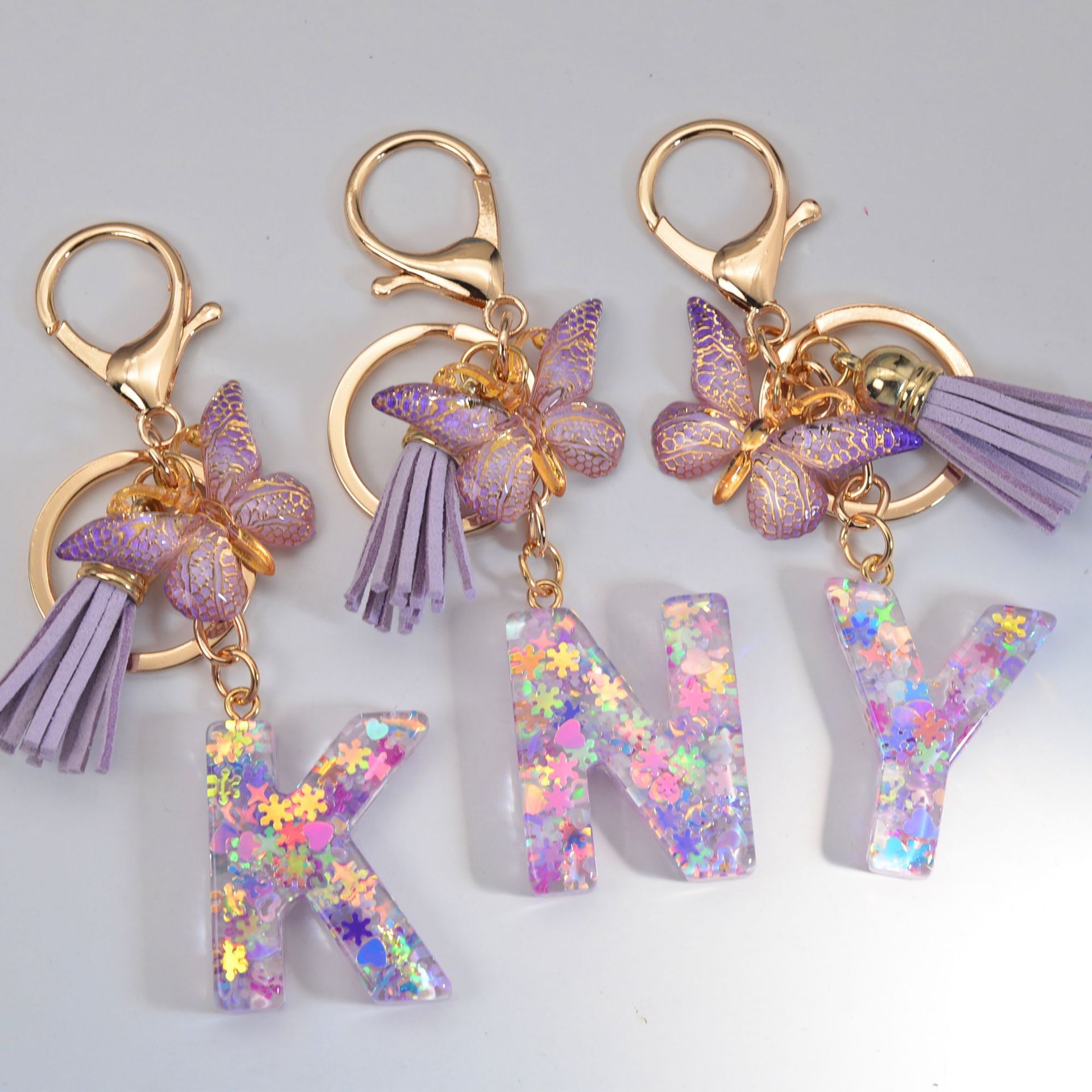 Simple Style Style 1 Piece Simple Style Letter Butterfly Plastic Resin Epoxy Bag Pendant Keychain