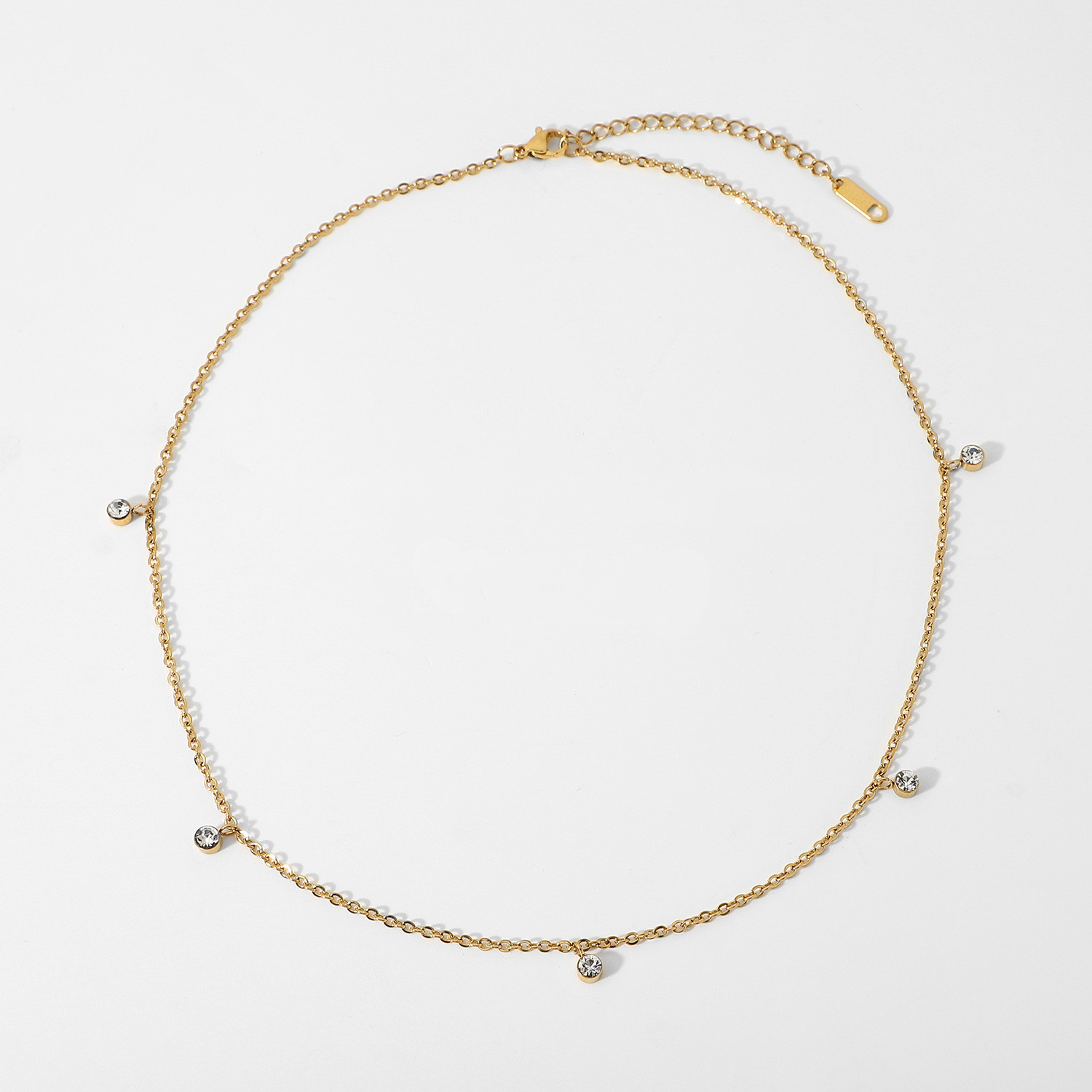 201 Stainless Steel, Glass, Copper Material Round Pattern Women'S Gender Wholesale Simple Style Round 201 Stainless Steel Glass Copper Plating Inlay Zircon Necklace