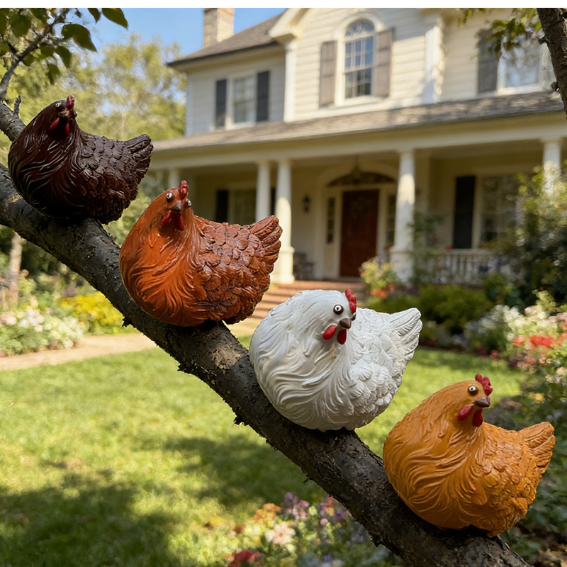 Creative Pastoral Style Fence Hen Decorative Ornaments for Home, Outdoor Garden, Courtyard, Artistic Landscaping Crafts