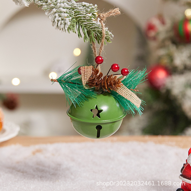 国境を越えた売れ筋クリスマスベルペンダントクリエイティブメタルベル松ぼっくりクリスマス装飾ペンダントダブルベル卸売|undefined
