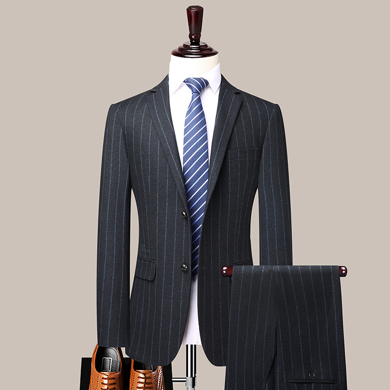 Men's business casual striped knit suits suit autumn and winter British gentlemen fit