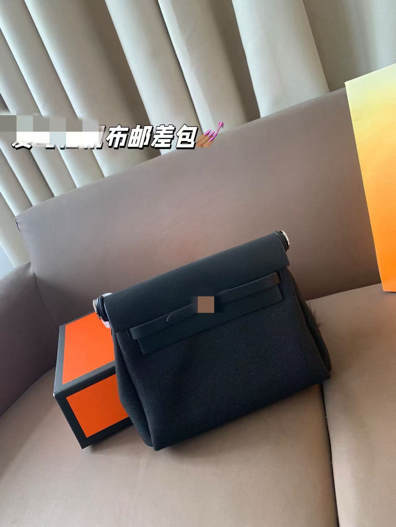 Herbag Mini Canvas Bag Women's High-End Genuine Leather Kelly Bag 2025 New Versatile One-Shoulder Cross-Body Mobile Phone Bag