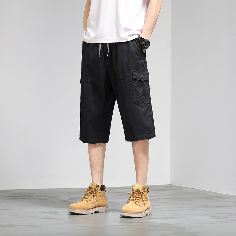 Free Shipping Cotton Cropped Casual Pants Men's Summer New Mid-Pants Fashionable Breathable Workwear Pants Men's Cropped Pants