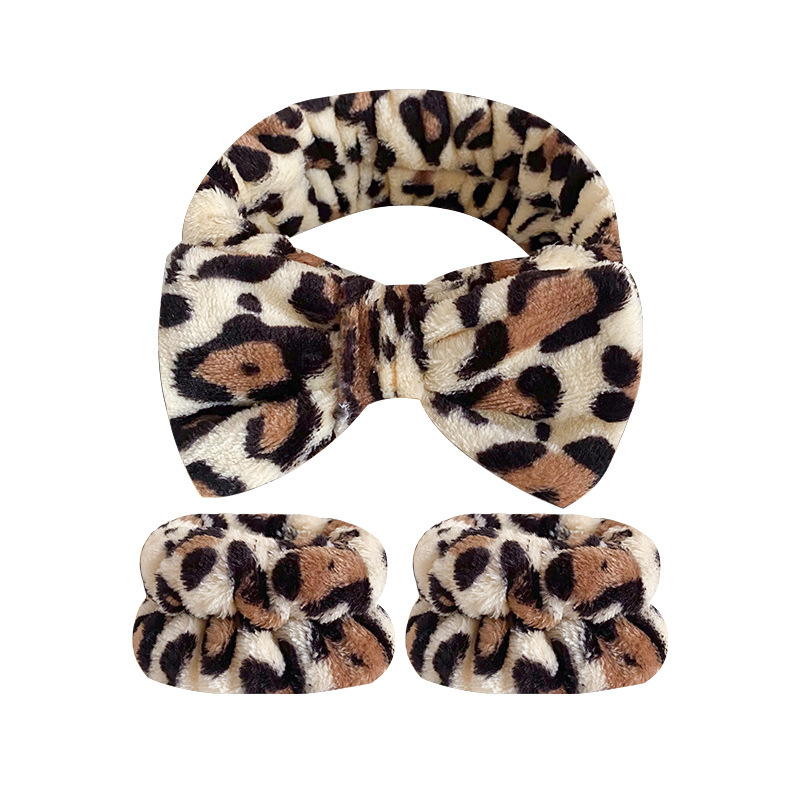 Patrón de tigre europeo y americano arco banda de pelo correa de muñeca traje de lavado de cara de las mujeres diadema estrellado cielo impreso diadema correa de muñeca absorbente