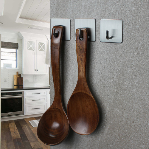 Hook wall hanging wall-free punch-free coat hook sticky stainless steel load-bearing traceless kitchen strong adhesive hook
