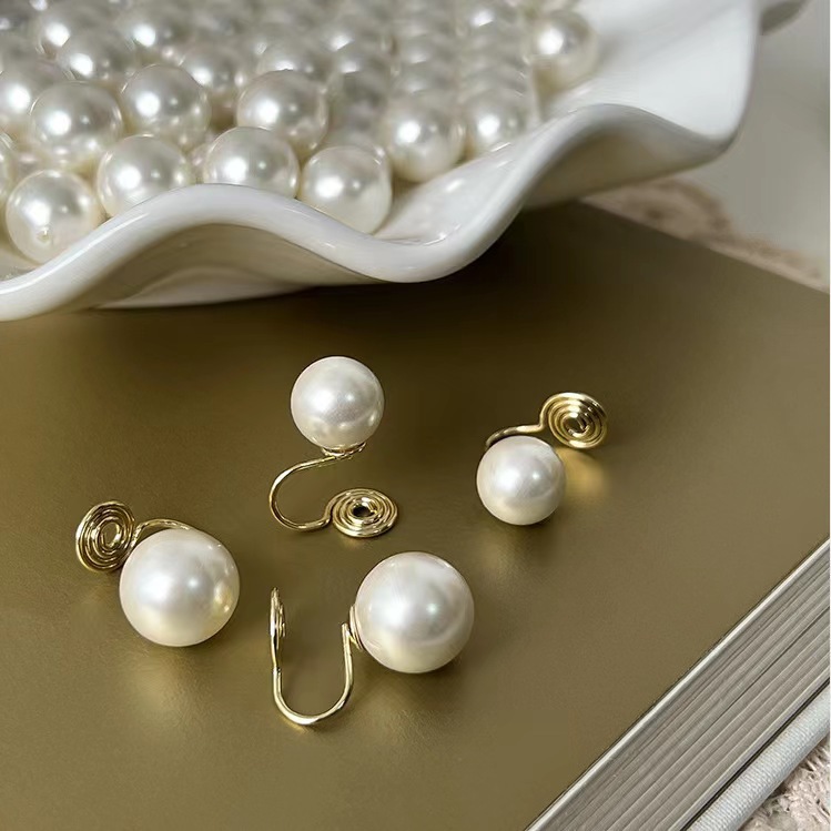 Mosquito repellent from pearl, ear clips, 1 pair, 10mm