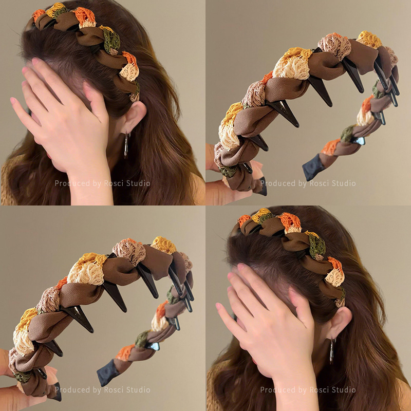 Autumn and Winter Headband High Crown Hair Bundle for Women, High-End Daily Wear Fabric Wrap Tooth Comb Hair Accessory, One-Piece Drop Shipping