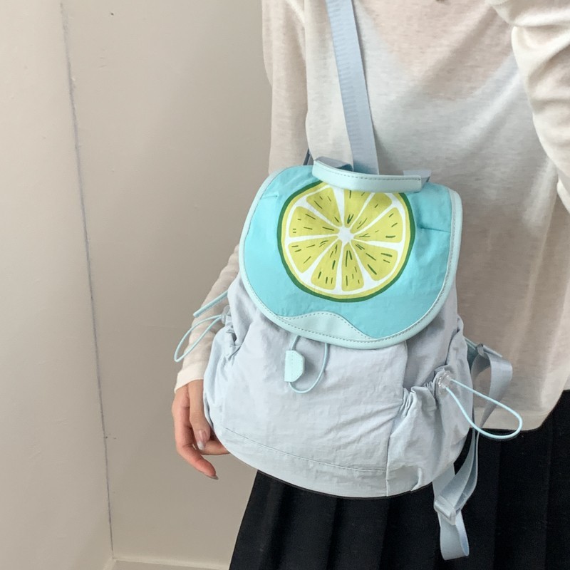 カジュアルで甘い女の子レモンショッピングバックパック女性の 2025 新しいトレンディな多用途かわいい小さなバッグ|undefined