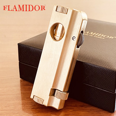 フランスブランドflamidor黄銅精彫手作り個性創意超薄ライター経典弾射灯油機