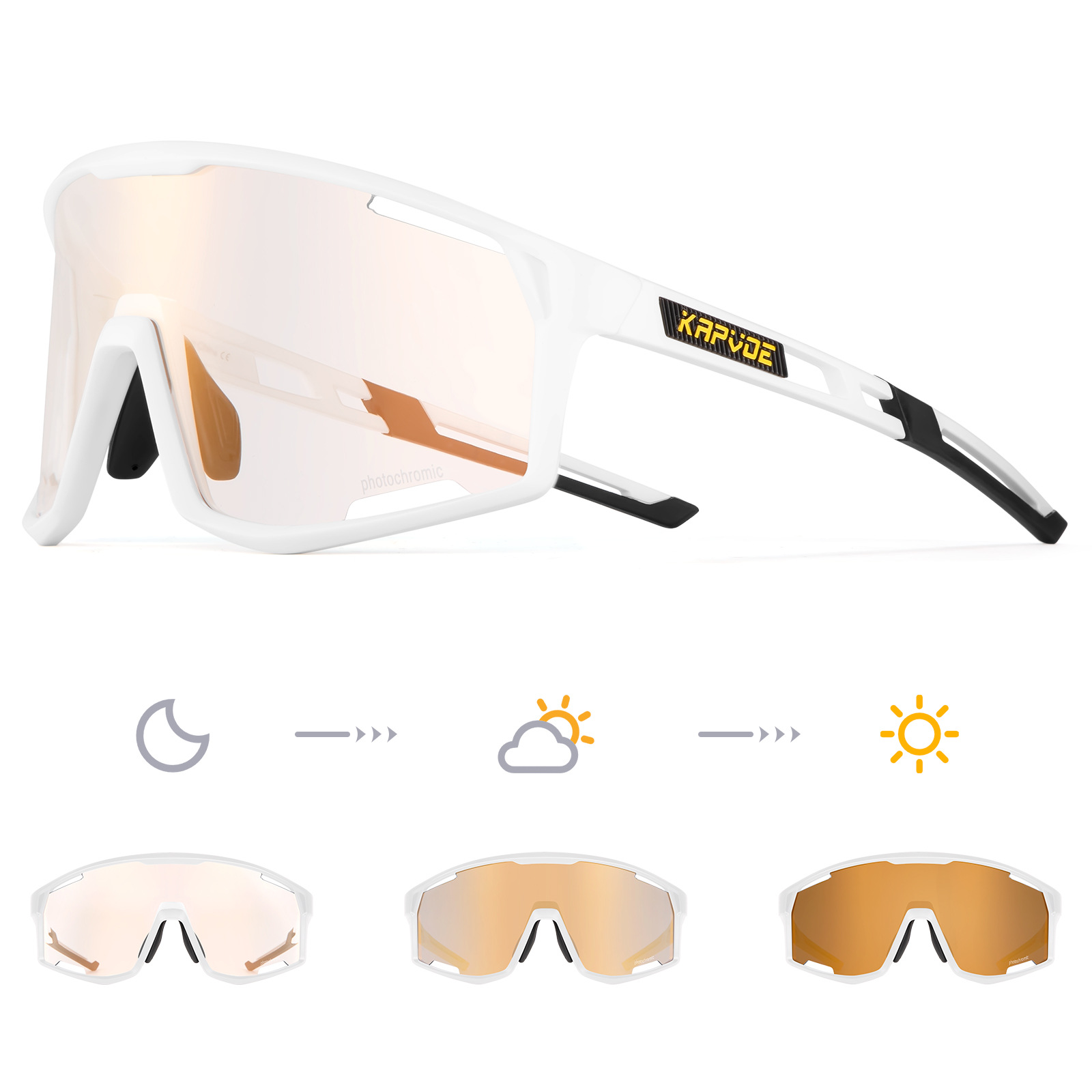 Gafas de Ciclismo Fotocromáticas de TR90, Fotocromático, Proteccion contra Viento y Arena, para Ciclismo de Montaña
