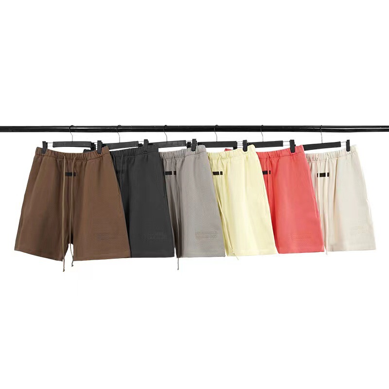 Essentials Hhh Double-Line Letter Flocking Print Shorts for Men, High Street Drawstring Loose Casual Five-Point Pants Trendy