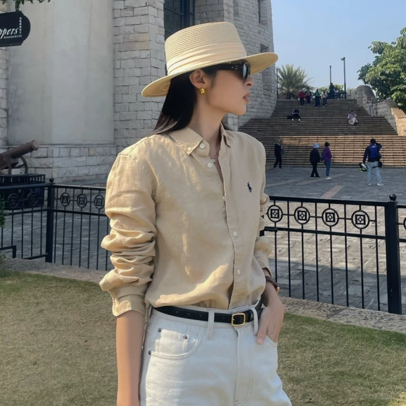 Scan the code to purchase Ralph Lauren linen shirt 26 summer classic embroidered logo old money style casual long-sleeve women's shirt Scan the code to purchase Ralph Lauren linen shirt 26 summer classic embroidered logo old money style casual long-sleeve women's shirt