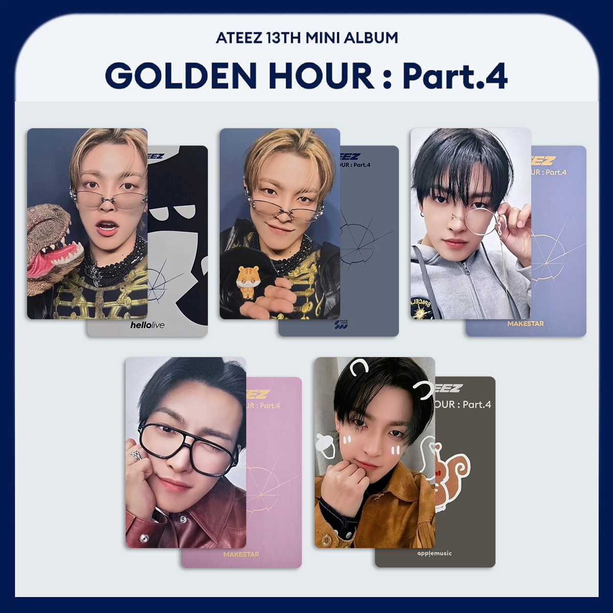 clu 5PCS/Set ATEEZ LOMO Card 13th Mini Album GOLDEN HOUR: Part. 4 Postcards Collection Star Peripheral ulc
