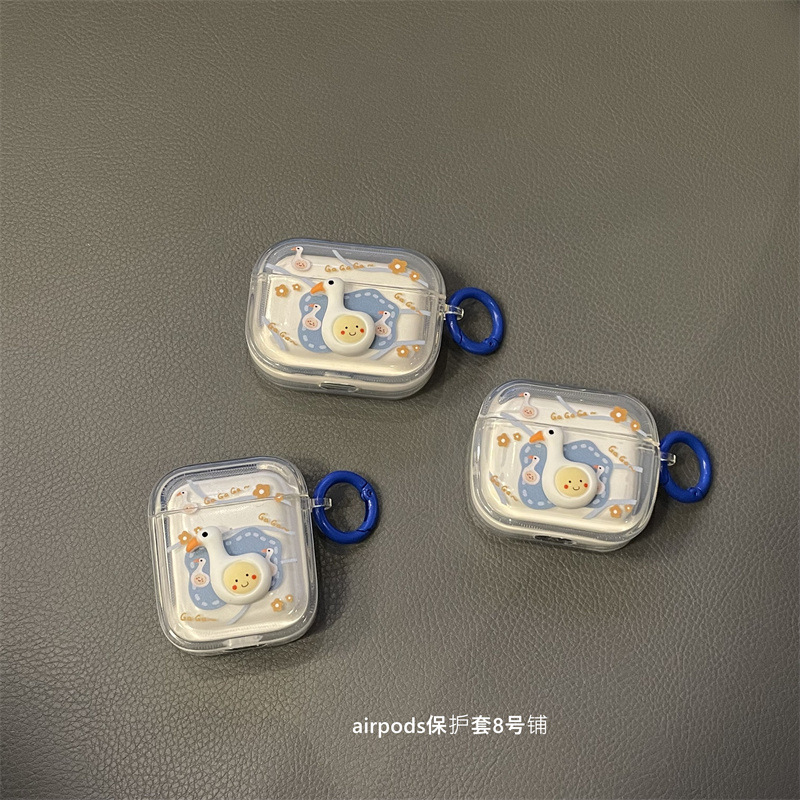 ins可爱笑脸鸭子airpods2/3代耳机壳适用苹果蓝牙pro2保护套pro