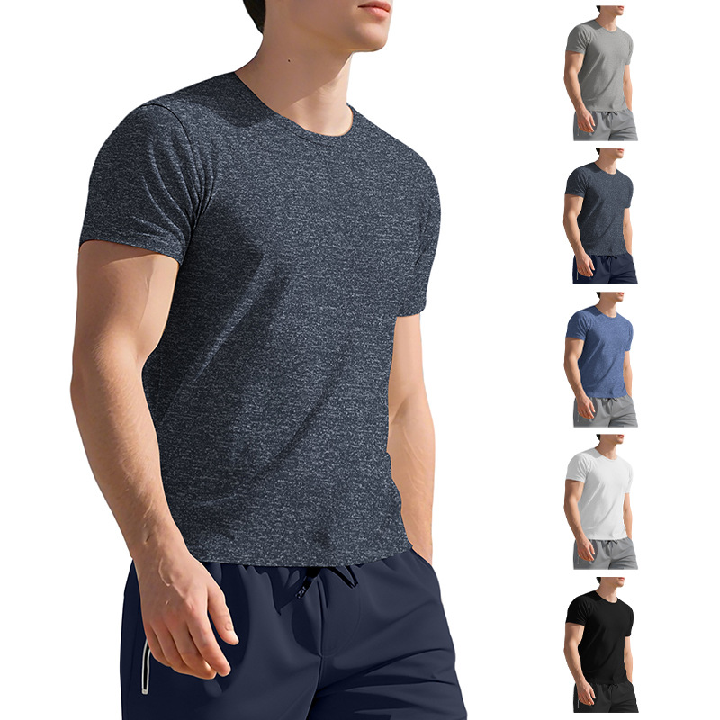 Nueva camiseta de verano para hombre, estilo fitness, cuello henley, 230g, algodón grueso acanalado, retro, corte ajustado, manga corta, informal
