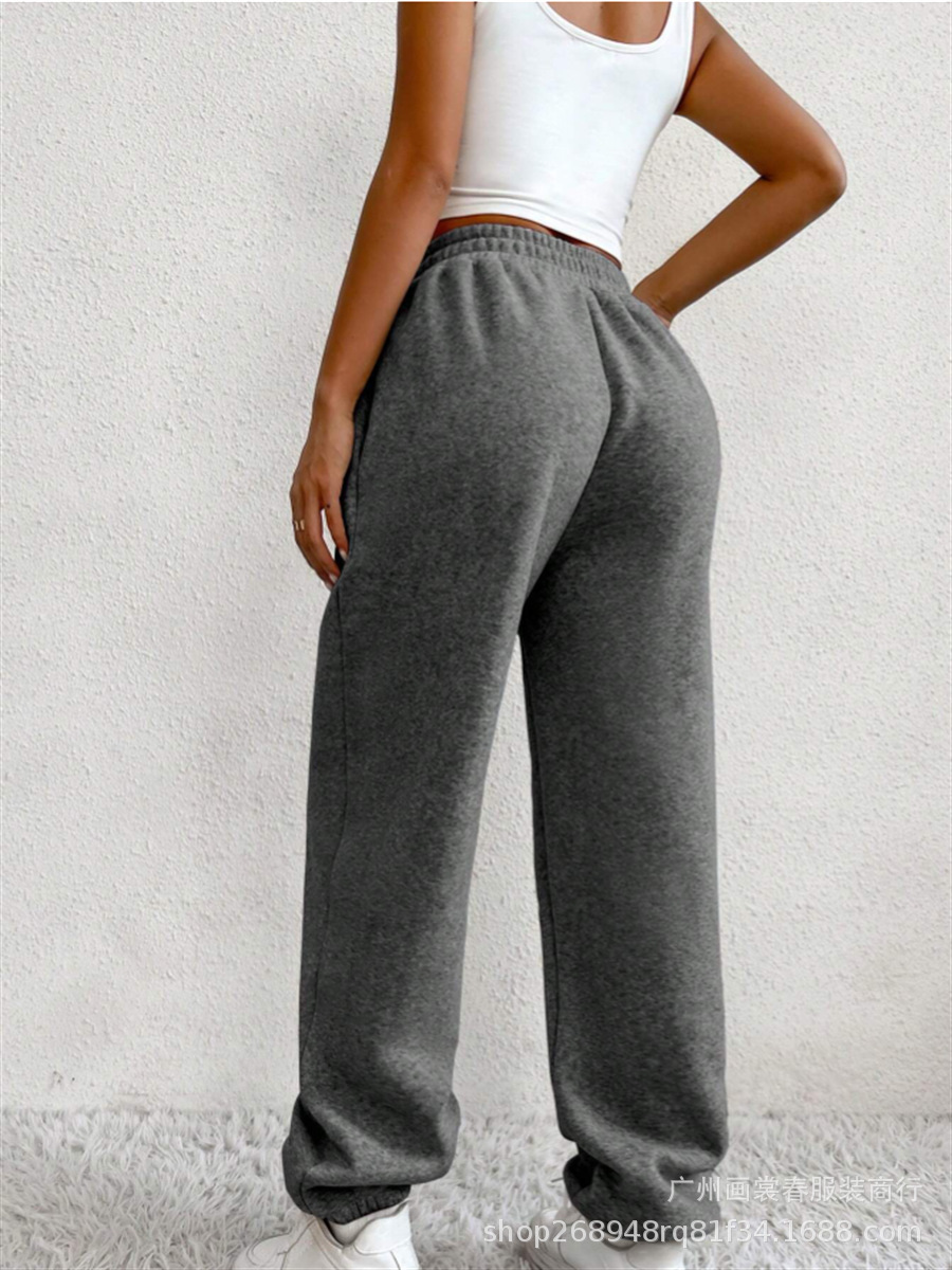 Amazon transfronterizo de comercio exterior de Europa y América del nuevo invierno de las mujeres pantalones de Casa sueltos cerrados de color sólido oblicuo bolsa pantalones de chándal image 3